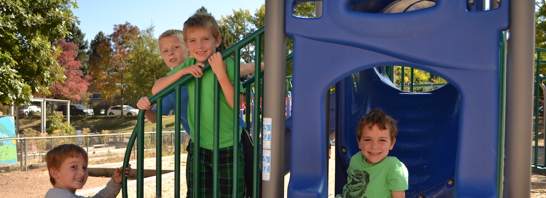 Students posing on the playground