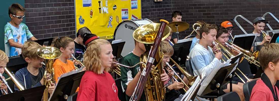 Students in band class