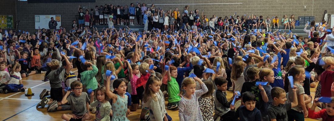 All student assembly in the gym